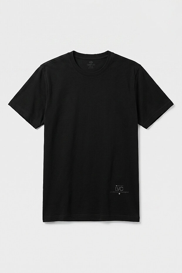 Siyah Standart Fit Baskılı Kısa Kollu Erkek T-Shirt - 88440 - 1
