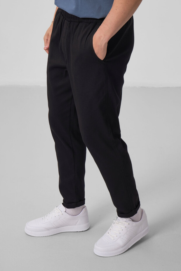 Siyah Standart Fit Dokuma Hafif Esnek Chino Erkek Pantolon - 82175 - 5