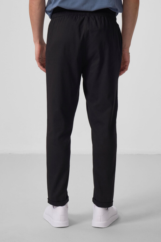 Siyah Standart Fit Dokuma Hafif Esnek Chino Erkek Pantolon - 82175 - 6