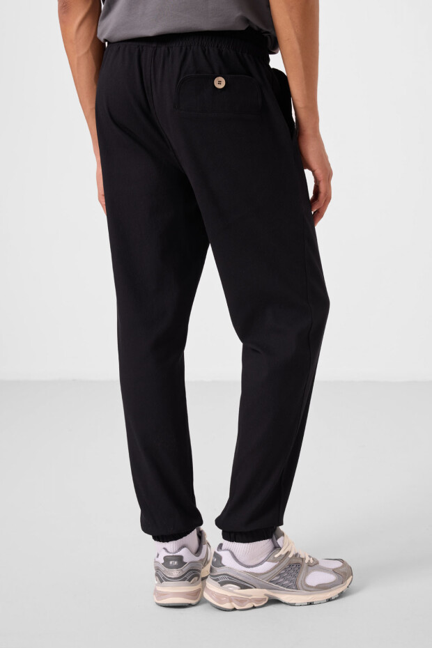 Siyah Standart Fit Dokuma Hafif Esnek Chino Erkek Pantolon - 82176 - 7