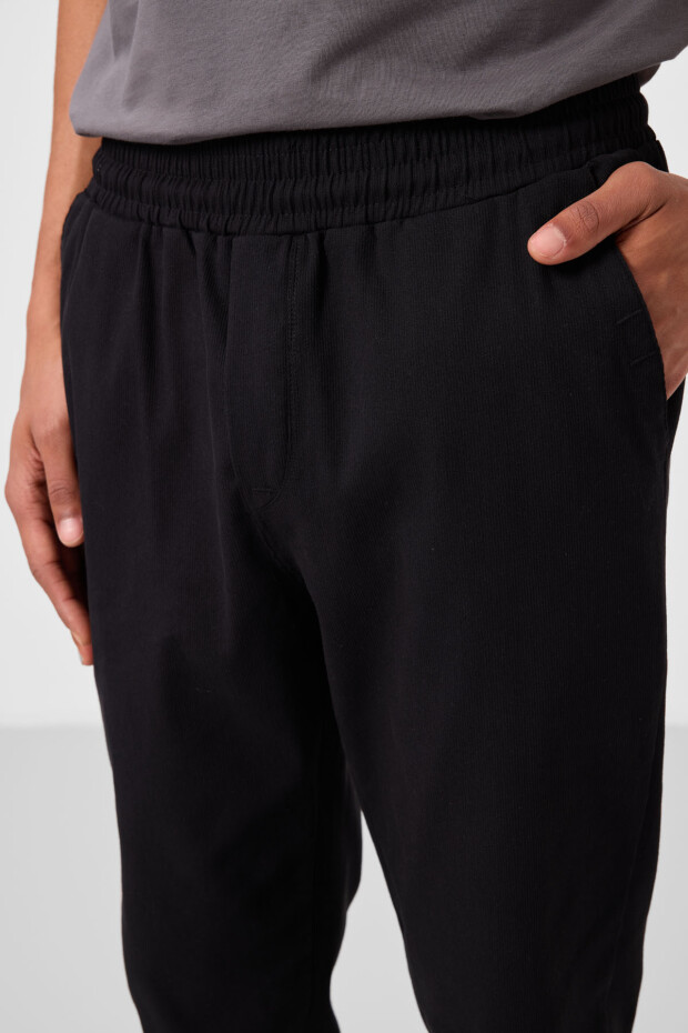 Siyah Standart Fit Dokuma Hafif Esnek Chino Erkek Pantolon - 82176 - 5