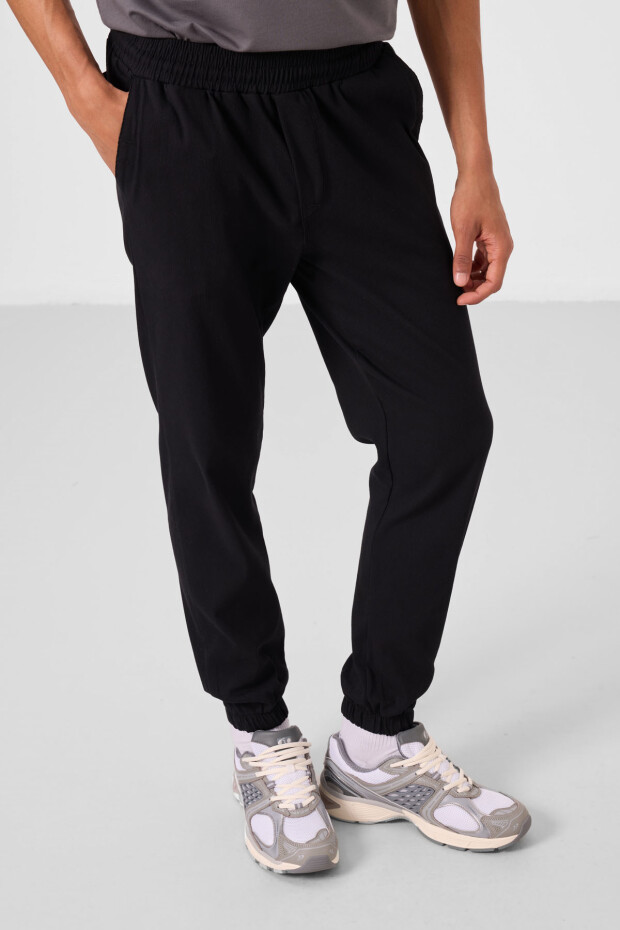 Siyah Standart Fit Dokuma Hafif Esnek Chino Erkek Pantolon - 82176 - 2