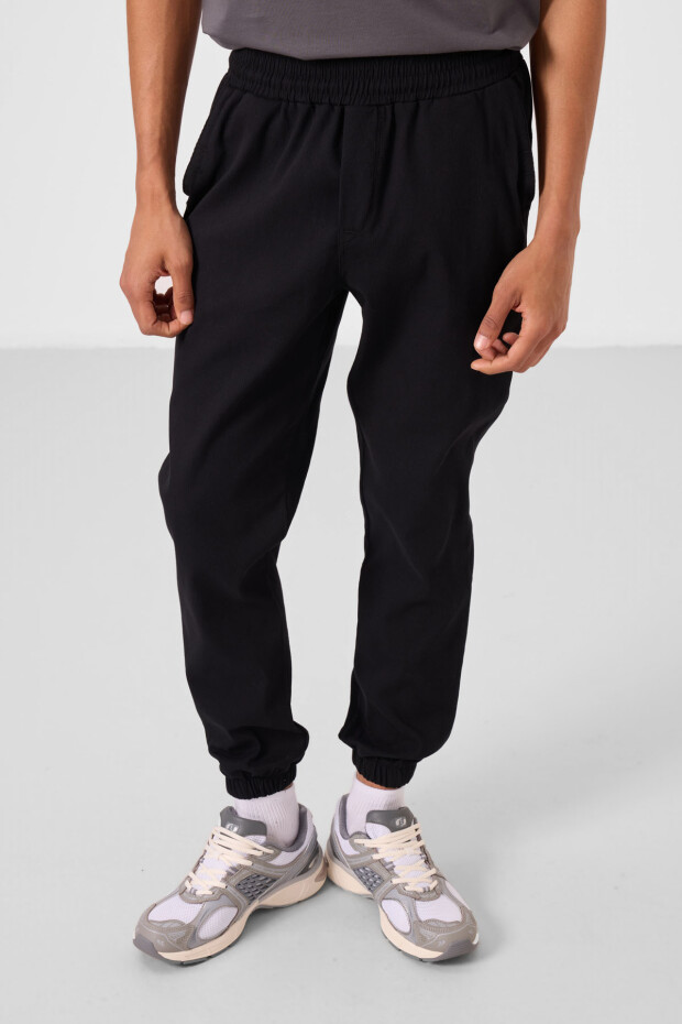 Siyah Standart Fit Dokuma Hafif Esnek Chino Erkek Pantolon - 82176 - 6