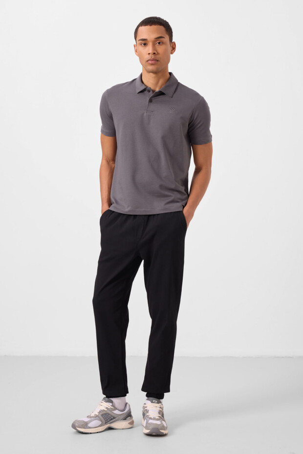 Siyah Standart Fit Dokuma Hafif Esnek Chino Erkek Pantolon - 82176 - 4