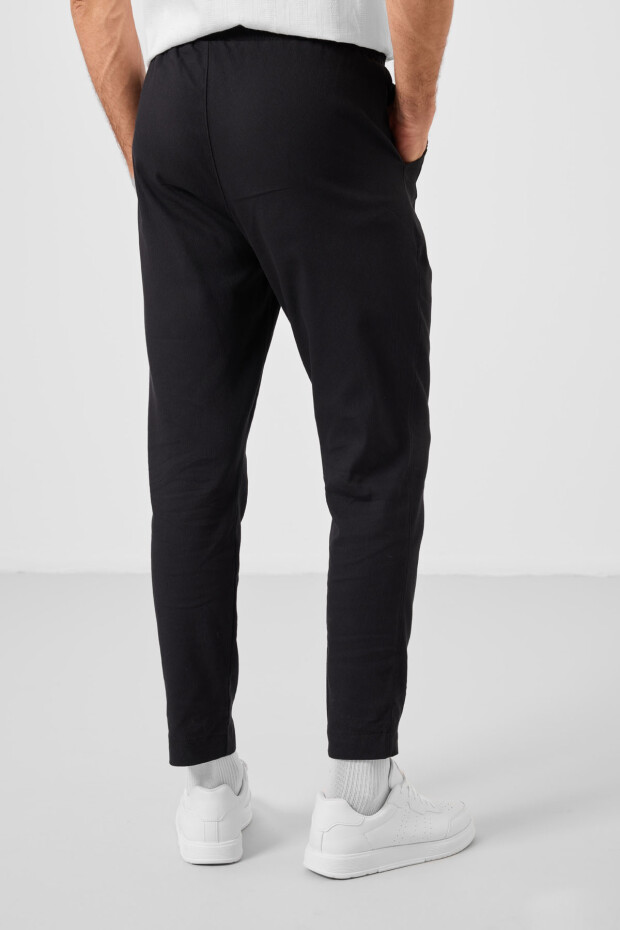 Siyah Standart Fit Dokuma Hafif Esnek Chino Erkek Pantolon - 82177 - 7
