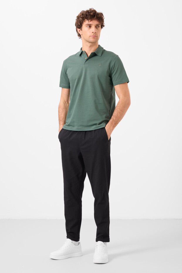 Siyah Standart Fit Dokuma Hafif Esnek Chino Erkek Pantolon - 82178 - 3