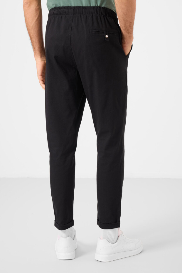 Siyah Standart Fit Dokuma Hafif Esnek Chino Erkek Pantolon - 82178 - 6