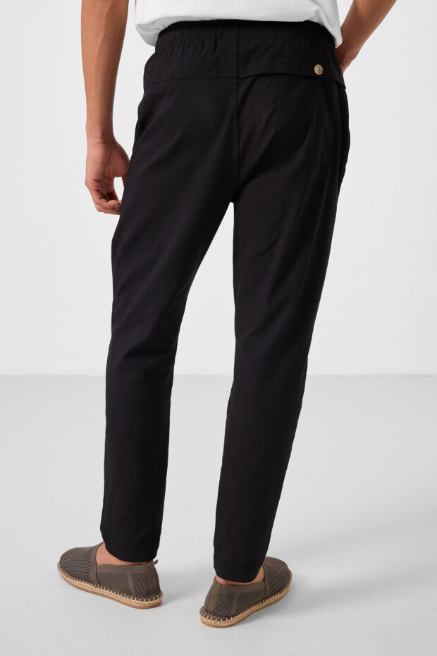 Siyah Standart Fit Dokuma Hafif Esnek Chino Erkek Pantolon - 82179 - 7