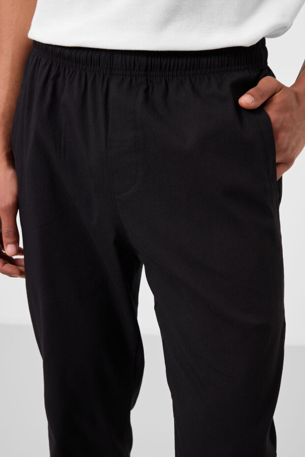 Siyah Standart Fit Dokuma Hafif Esnek Chino Erkek Pantolon - 82179 - 4