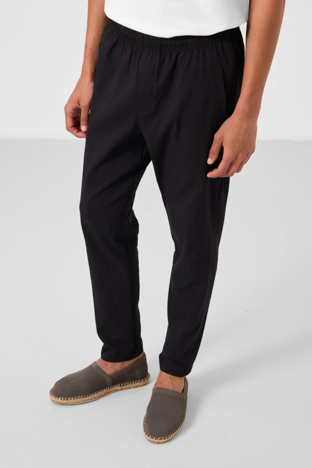 Siyah Standart Fit Dokuma Hafif Esnek Chino Erkek Pantolon - 82179 - 2