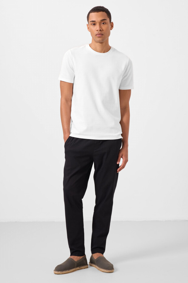 Siyah Standart Fit Dokuma Hafif Esnek Chino Erkek Pantolon - 82179 - 5