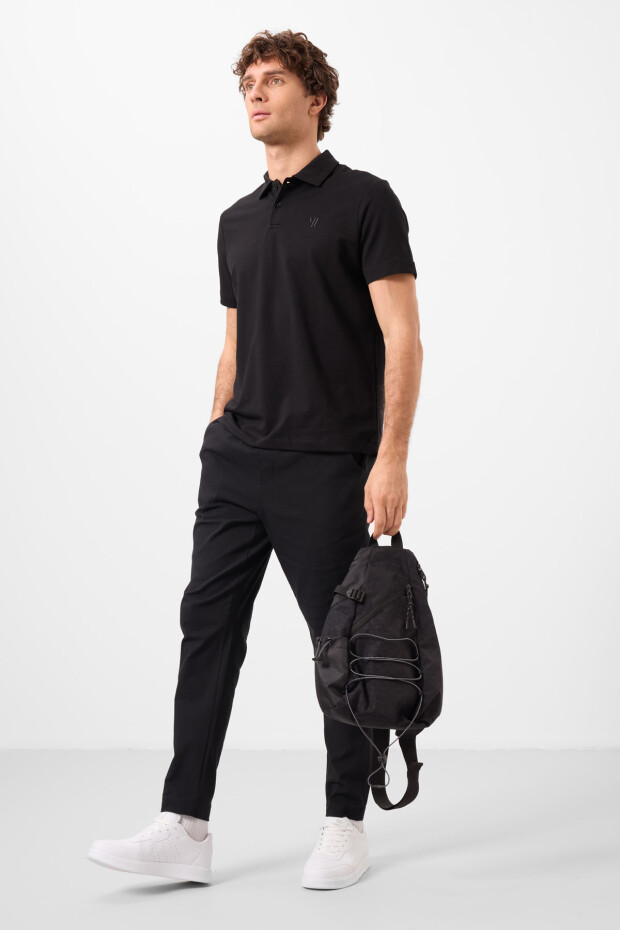 Siyah Standart Fit Dokuma Hafif Esnek Chino Erkek Pantolon - 82180 - 3
