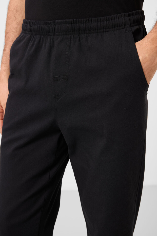 Siyah Standart Fit Dokuma Hafif Esnek Chino Erkek Pantolon - 82180 - 4