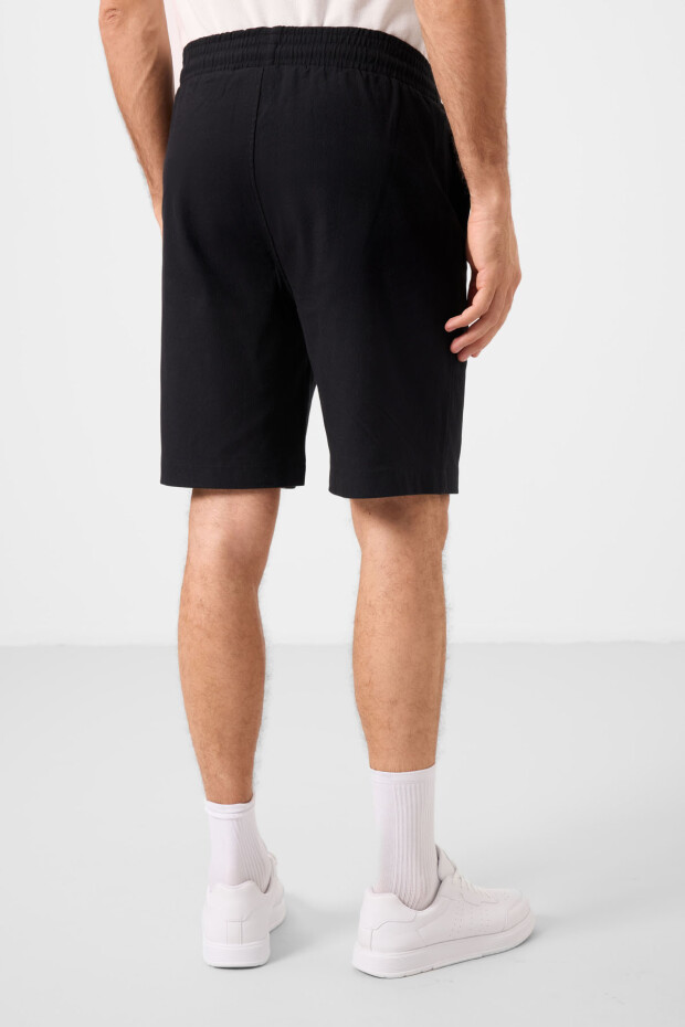 Siyah Standart Fit Dokuma Hafif Esnek Chino Erkek Şort - 81289 - 7
