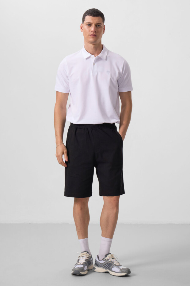 Siyah Standart Fit Dokuma Hafif Esnek Chino Erkek Şort - 81290 - 2