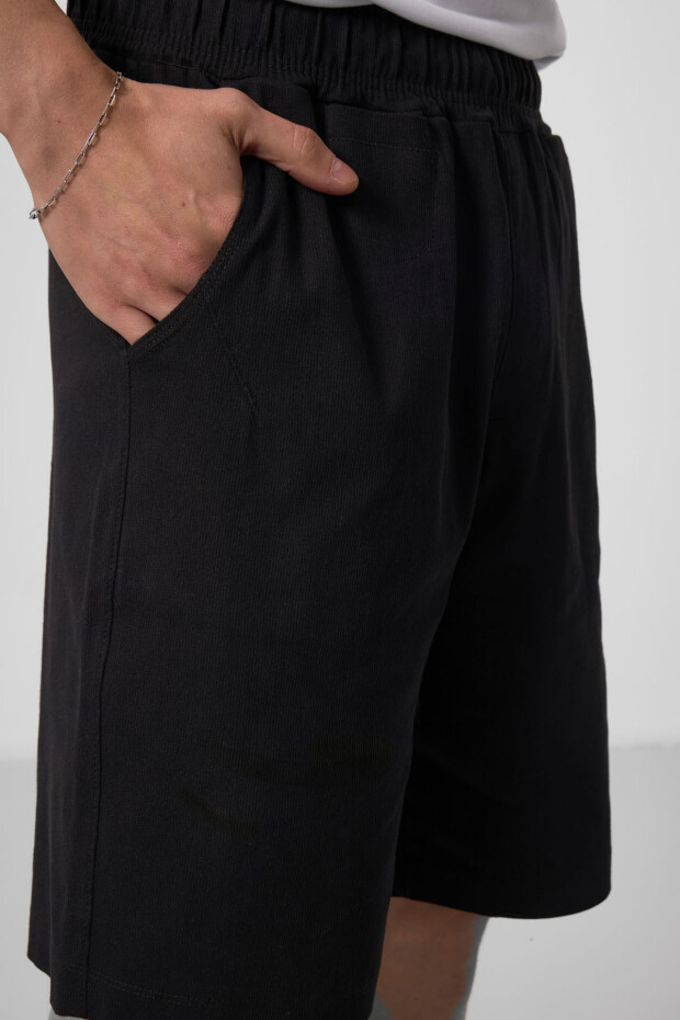 Siyah Standart Fit Dokuma Hafif Esnek Chino Erkek Şort - 81290 - 4