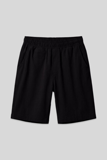 Siyah Standart Fit Dokuma Hafif Esnek Chino Erkek Şort - 81290 