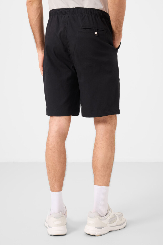Siyah Standart Fit Dokuma Hafif Esnek Chino Erkek Şort - 81291 - 7