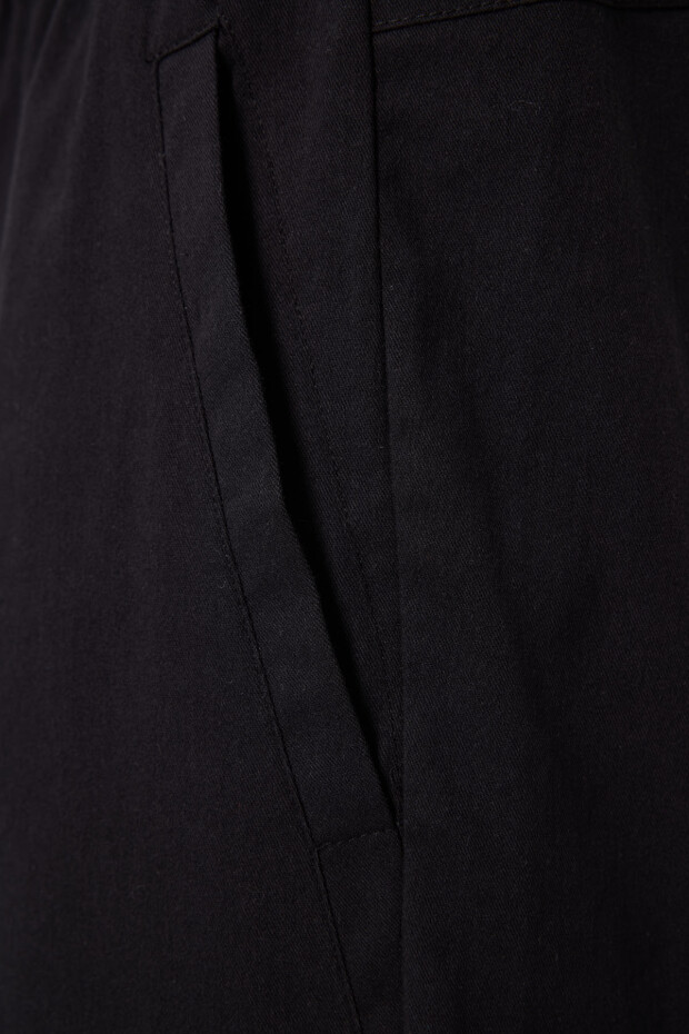 Siyah Standart Fit Dokuma Hafif Esnek Chino Erkek Şort - 81292 - 3