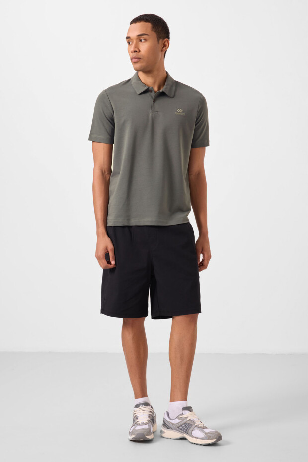 Siyah Standart Fit Dokuma Hafif Esnek Chino Erkek Şort - 81292 - 4