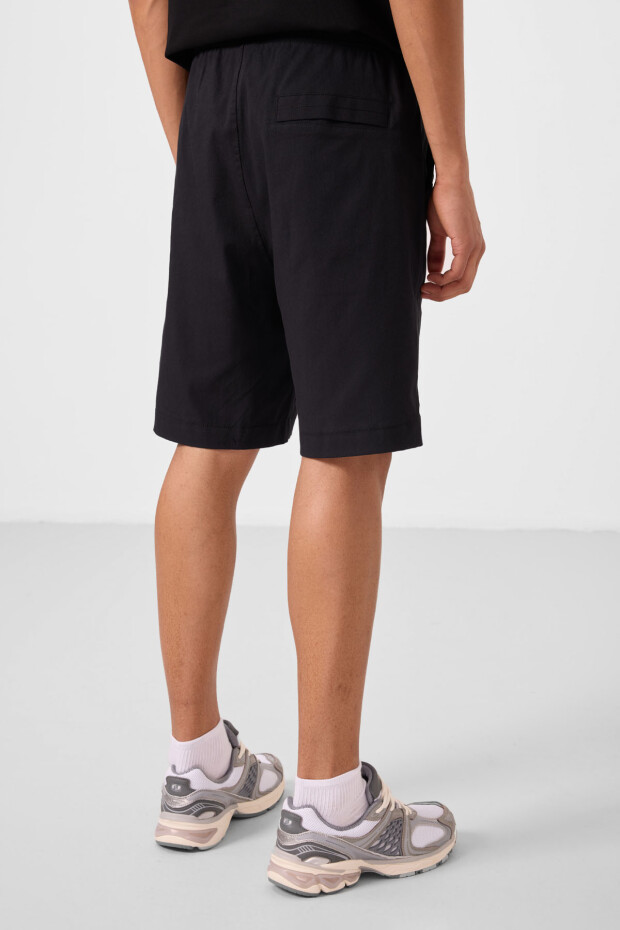 Siyah Standart Fit Dokuma Hafif Esnek Chino Erkek Şort - 81293 - 7