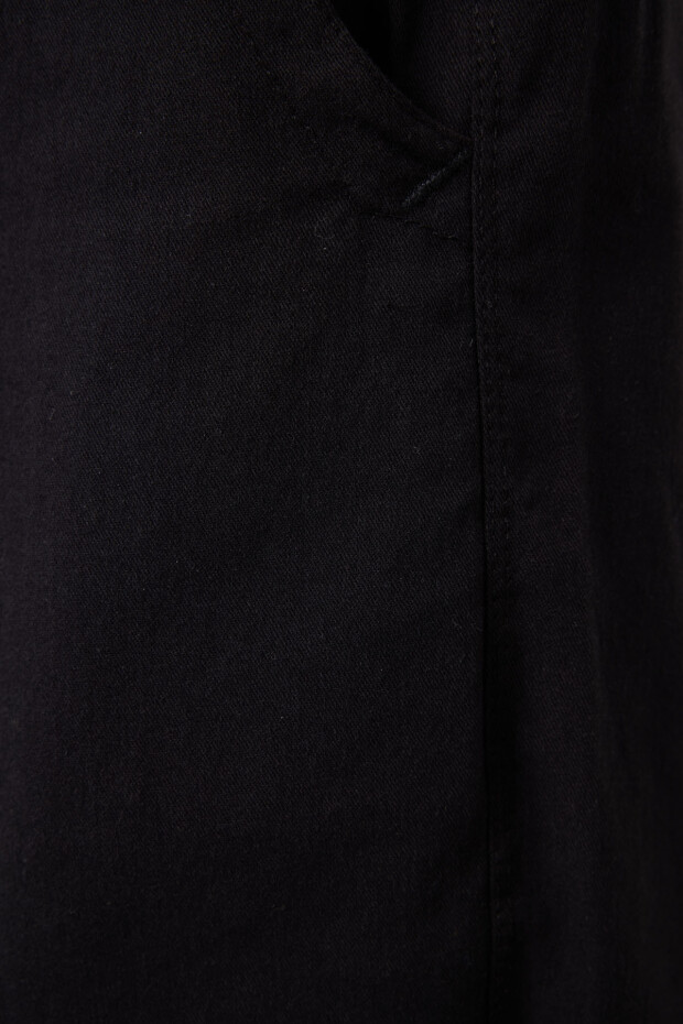 Siyah Standart Fit Dokuma Hafif Esnek Chino Erkek Şort - 81293 - 3
