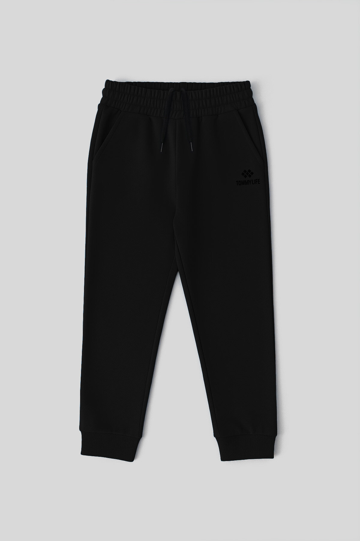 Siyah Standart Fit Manşetli İnce Erkek Çocuk Eşofman Alt - 11205 - TOMMYLIFE (1)