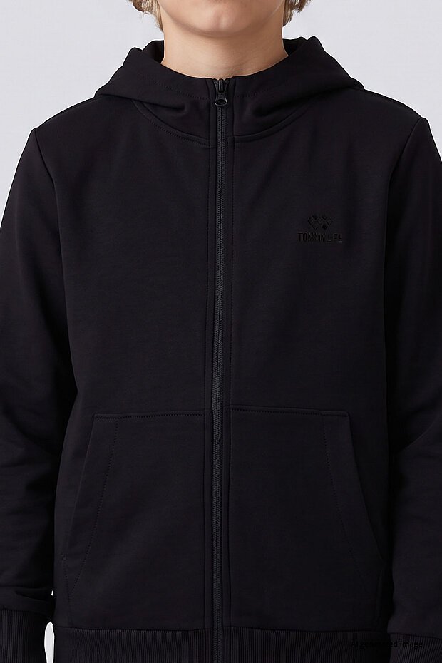 Siyah Standart Kalıp Basic Erkek Çocuk Sweatshirt - 11336 - 5