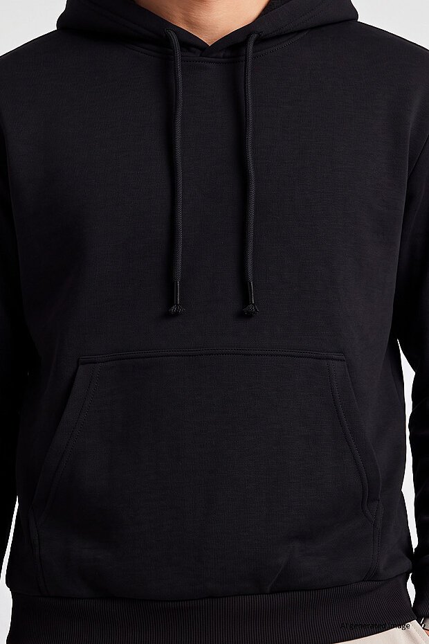 Siyah Standart Kalıp Basic Erkek Sweatshirt - 88513 - 3