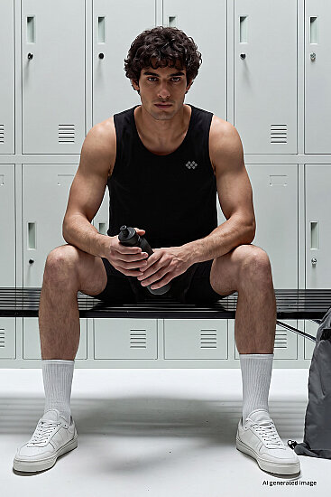 Siyah Standart Kalıp Basic Spor Performans Kolsuz Erkek Atlet - 88503 