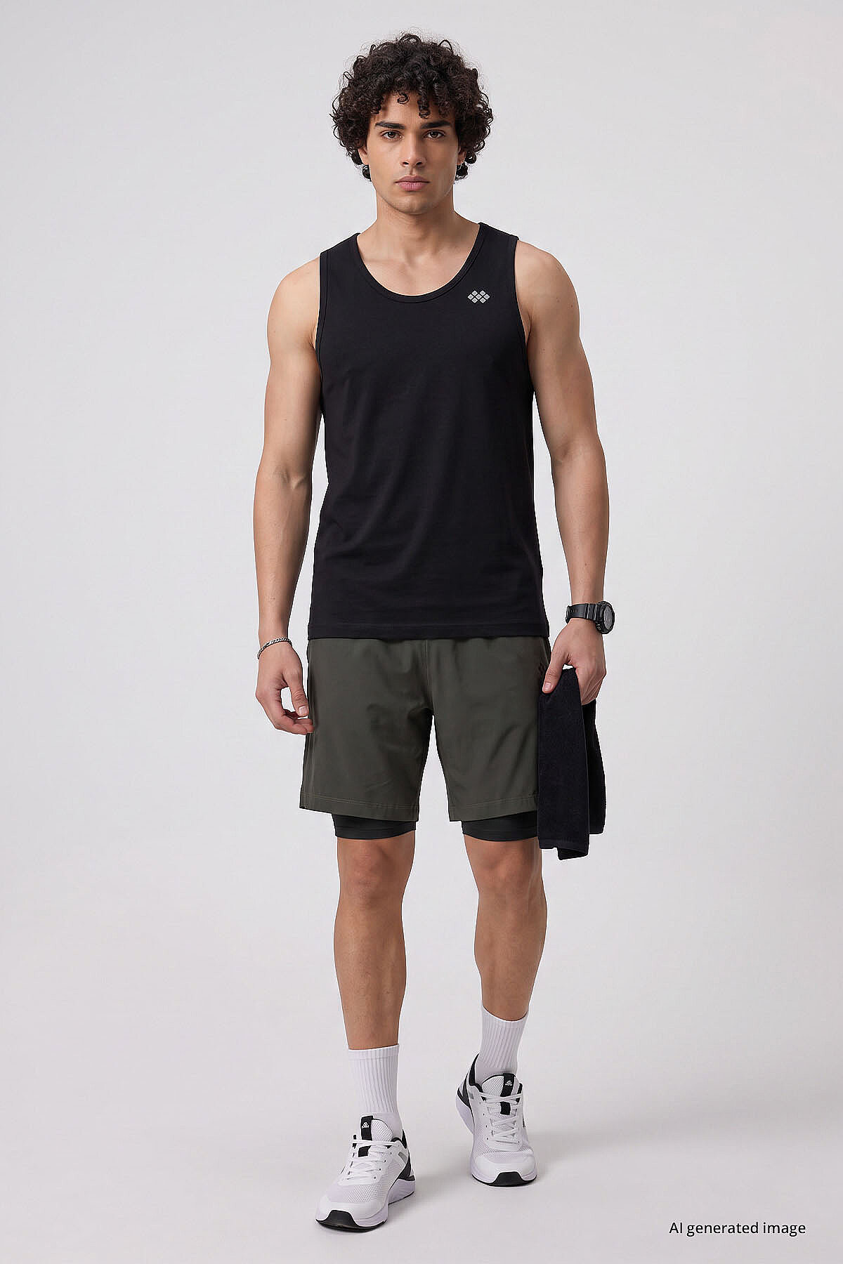 Siyah Standart Kalıp Basic Spor Performans Kolsuz Erkek Atlet - 88503 - TOMMYLIFE (1)