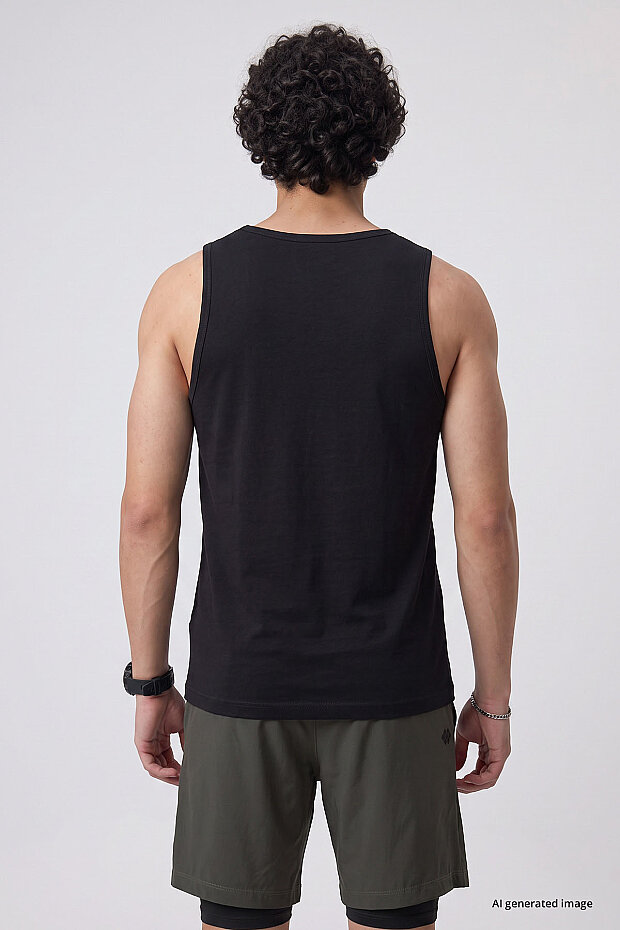 Siyah Standart Kalıp Basic Spor Performans Kolsuz Erkek Atlet - 88503 - 5