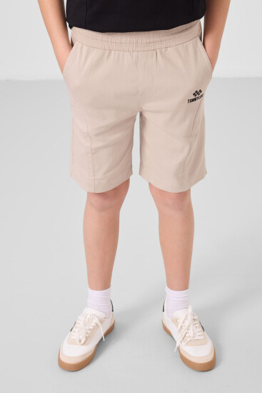 Siyah-Taş Pamuklu Oversize Fit Dokuma Hafif Esnek Chino Erkek Çocuk Şort Takım - 11276 - TOMMYLIFE (1)