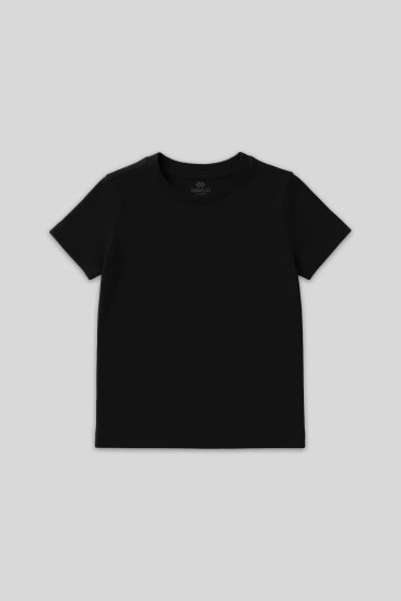 Siyah O Yaka Standart Fit Basic Unisex Çocuk T-Shirt - 11328 - TOMMYLIFE