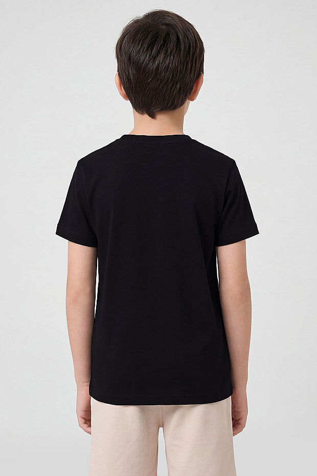 Siyah O Yaka Standart Fit Basic Unisex Çocuk T-Shirt - 11328 - 6