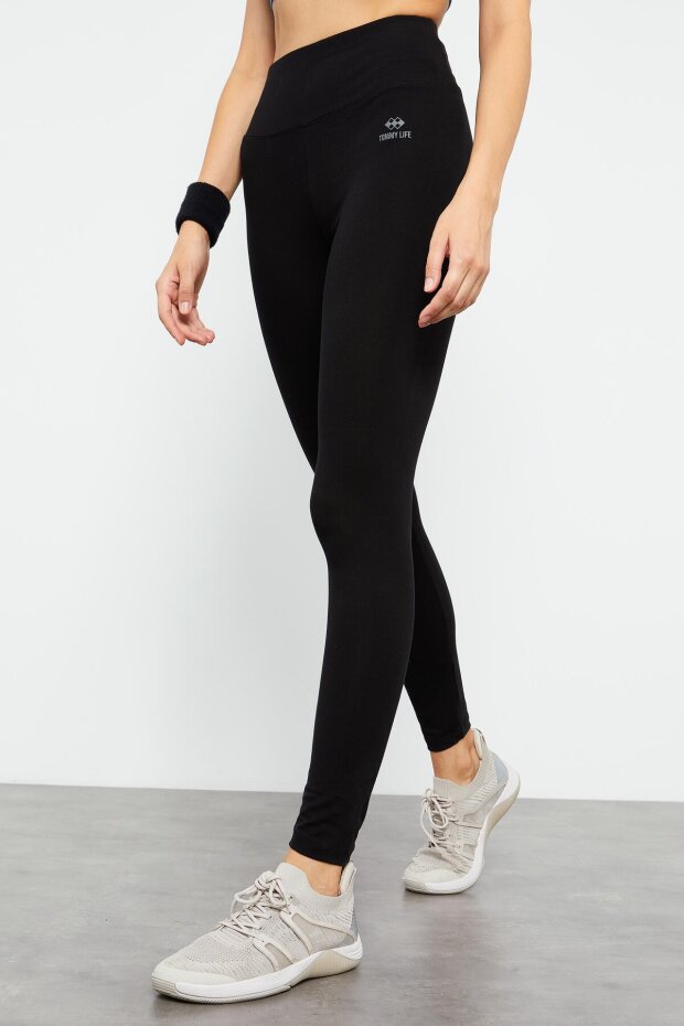 Slim Fit 2'li Paket Siyah Kadın Tayt - 94011 - 3