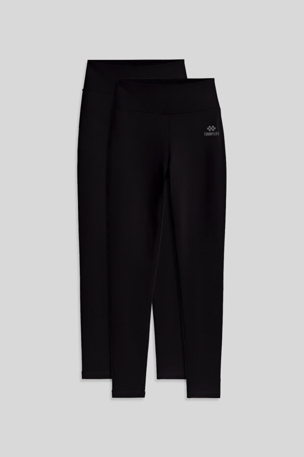 Slim Fit 2'li Paket Siyah Kadın Tayt - 94011 - 1