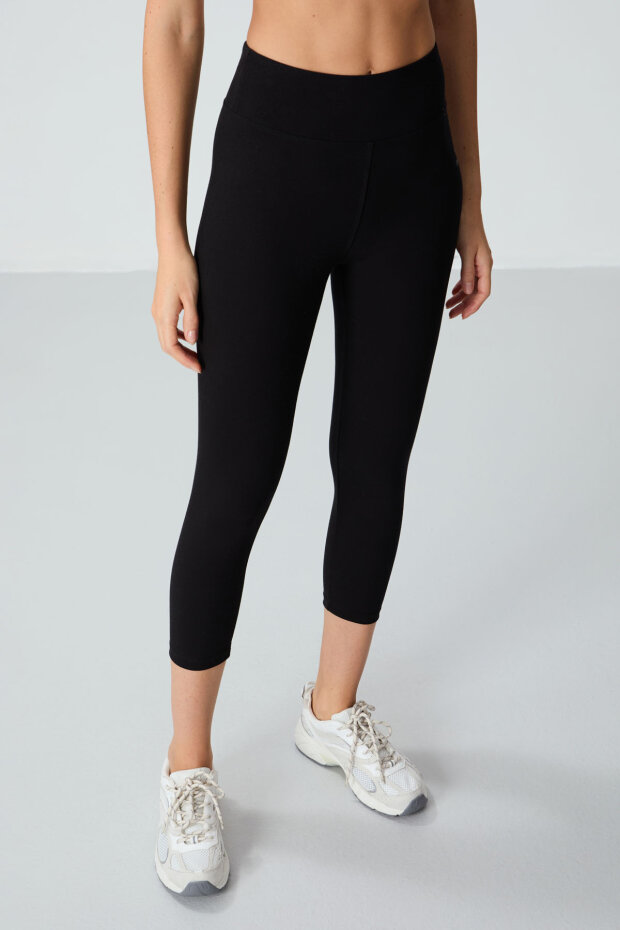 Slim Fit 2'li Paket Siyah-Gri Melanj Kadın Kapri Tayt - 93097 - 4