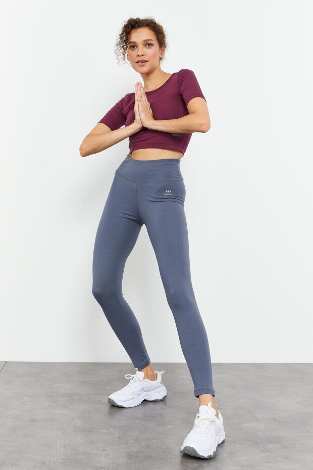 Slim Fit 3'lü Paket Siyah-Gri Melanj-Petrol Kadın Tayt - 94011 - 4