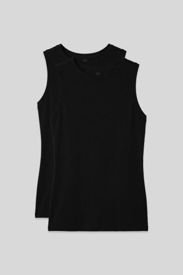 Slim Fit Basic O Yaka 2'li Paket Siyah Kadın Atlet - 97313 