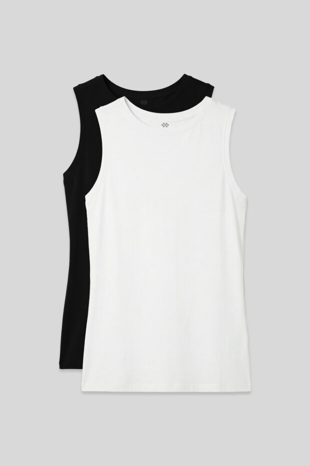 Slim Fit Basic O Yaka 2'li Paket Siyah-Beyaz Kadın Atlet - 97313 - 1