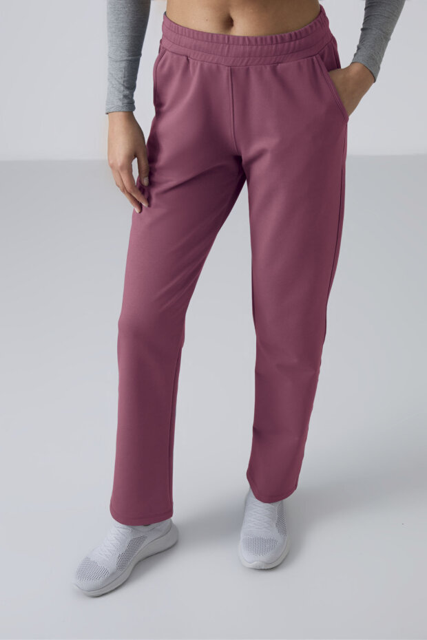 Soft Vişne Yüksek Bel Cepli Rahat Form Klasik Paça Kadın Eşofman Alt - 94584 - 4