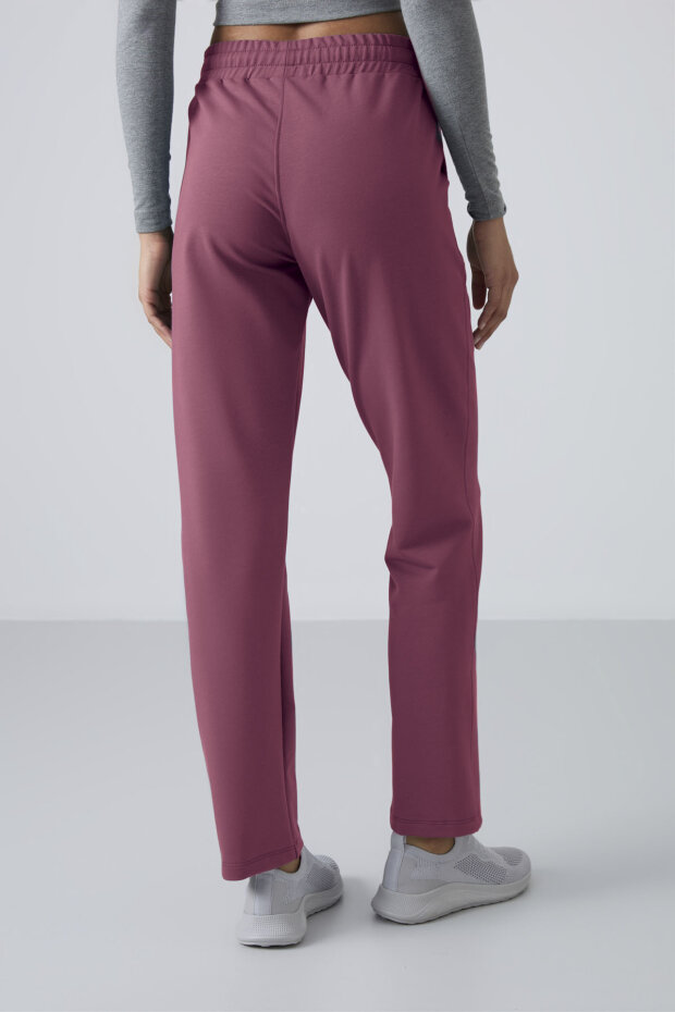 Soft Vişne Yüksek Bel Cepli Rahat Form Klasik Paça Kadın Eşofman Alt - 94584 - 5