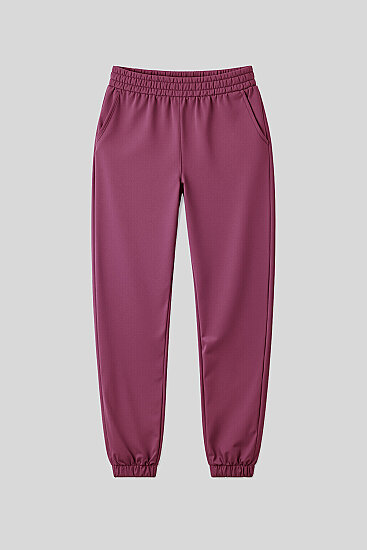 Soft Vişne Cepli Yüksek Bel Rahat Form Lastik Paça Kadın Eşofman Alt - 94583 