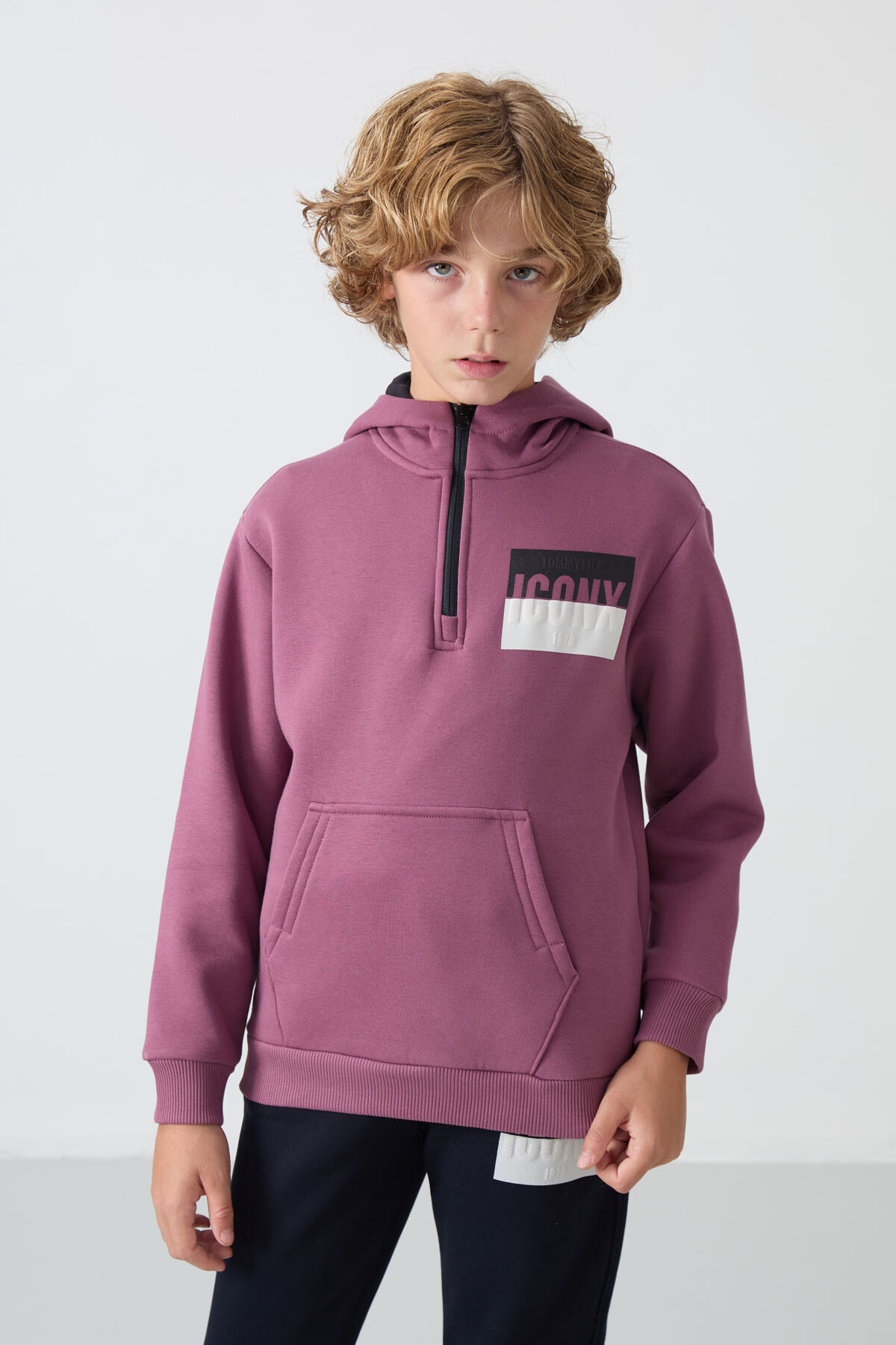 Soft Vişne-Lacivert Pamuklu Kalın İçi Tüylü Standart Fit Baskılı Erkek Çocuk Eşofman Takım - 11246 - TOMMYLIFE (1)