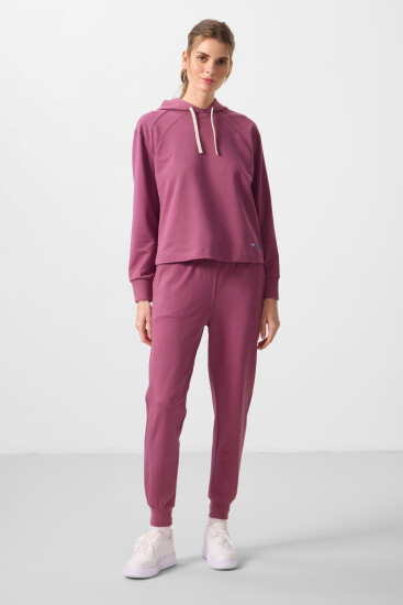 Soft Vişne Kapüşonlu Oversize Kadın Eşofman Takım - 95336 