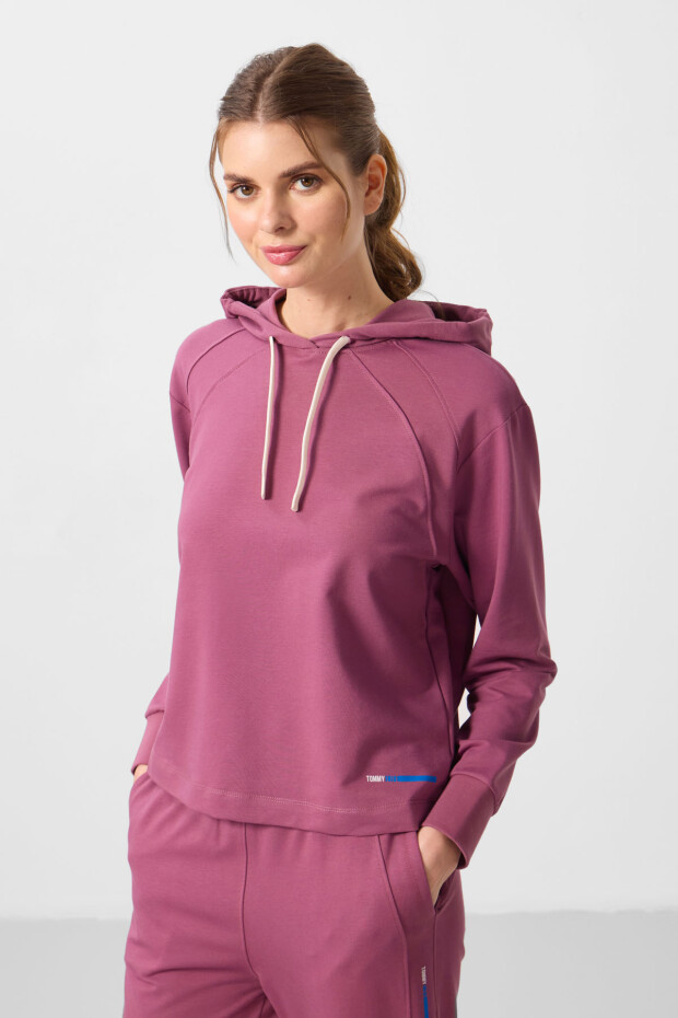 Soft Vişne Kapüşonlu Oversize Kadın Eşofman Takım - 95336 - 5