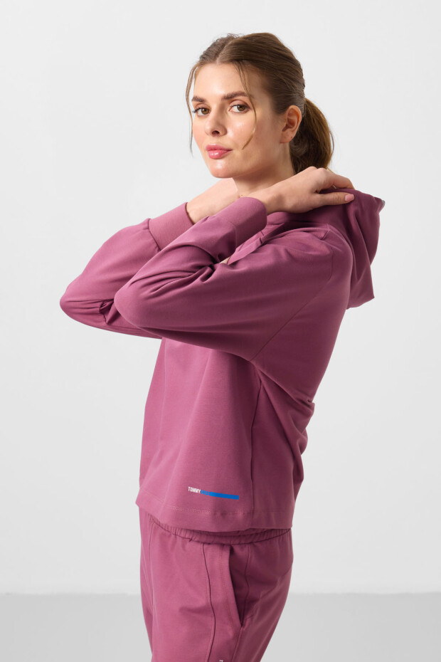 Soft Vişne Kapüşonlu Oversize Kadın Eşofman Takım - 95336 - 2