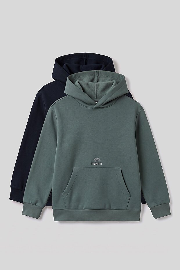 Standart Fit 2'li Paket Haki-Lacivert Erkek Çocuk Sweatshirt - 11215 - 1