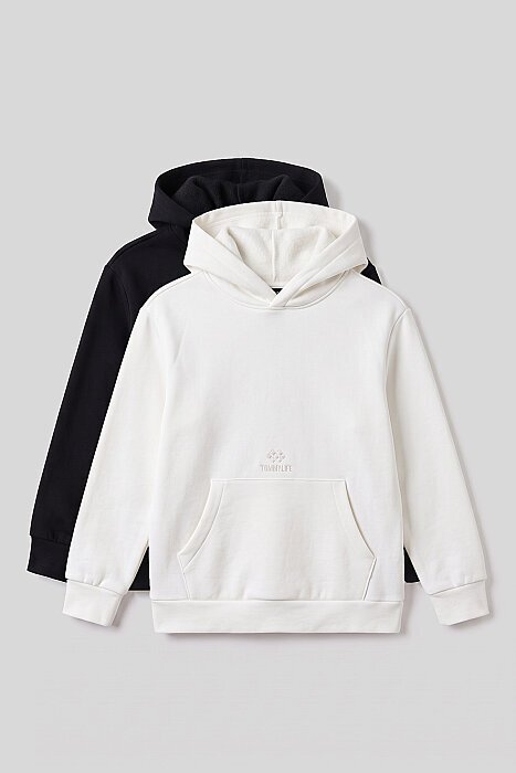 Standart Fit 2'li Paket Siyah-Ekru Erkek Çocuk Sweatshirt - 11215 